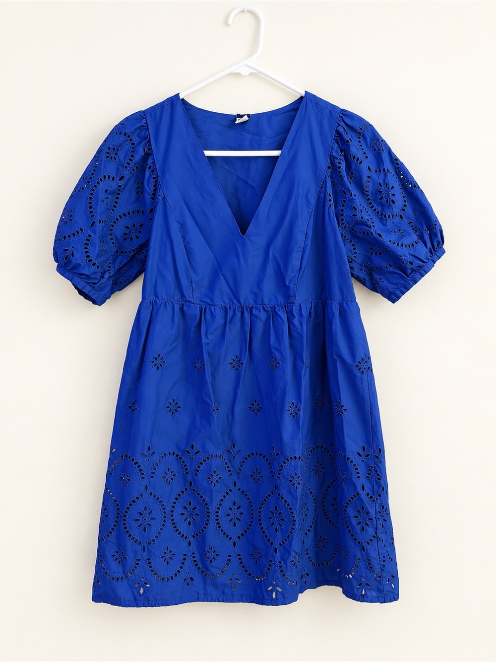 Old Navy Cobalt Blue Eyelet Puff Sleeve Dress — Small Petite